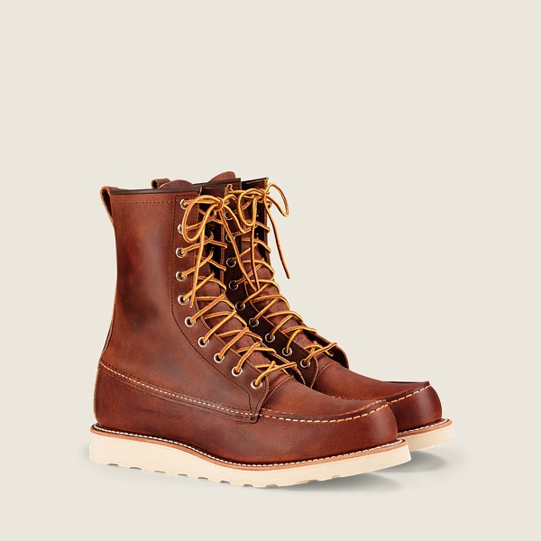 Red Wing Heritage Boots Brown - Mens Classic Moc - 8-inchr Rough & Tough Leather - 9315-JEAWB